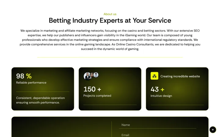 Pagina «Chi siamo» del progetto BrokerBet.bet