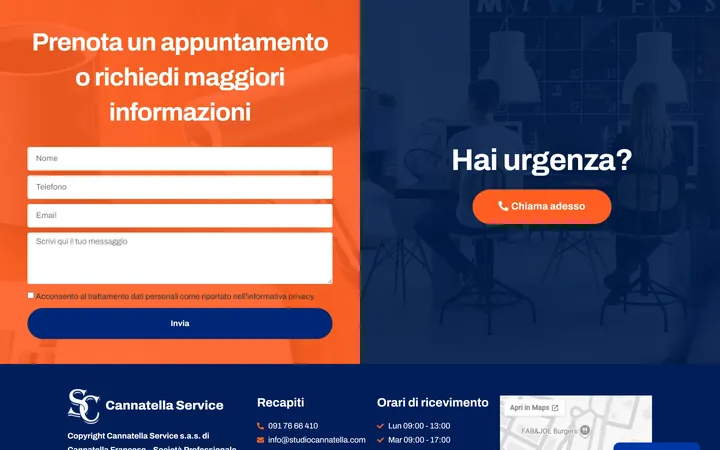 Pagina «Contatti» del progetto Cannatella Service