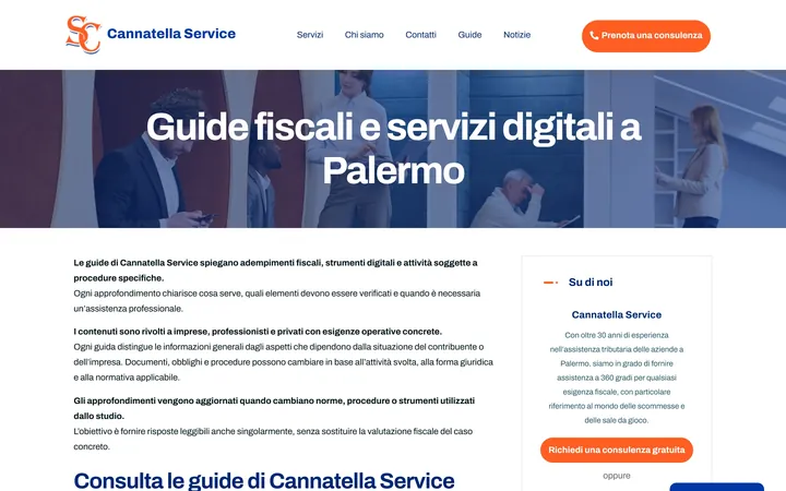 Pagina «Guide» del progetto Cannatella Service