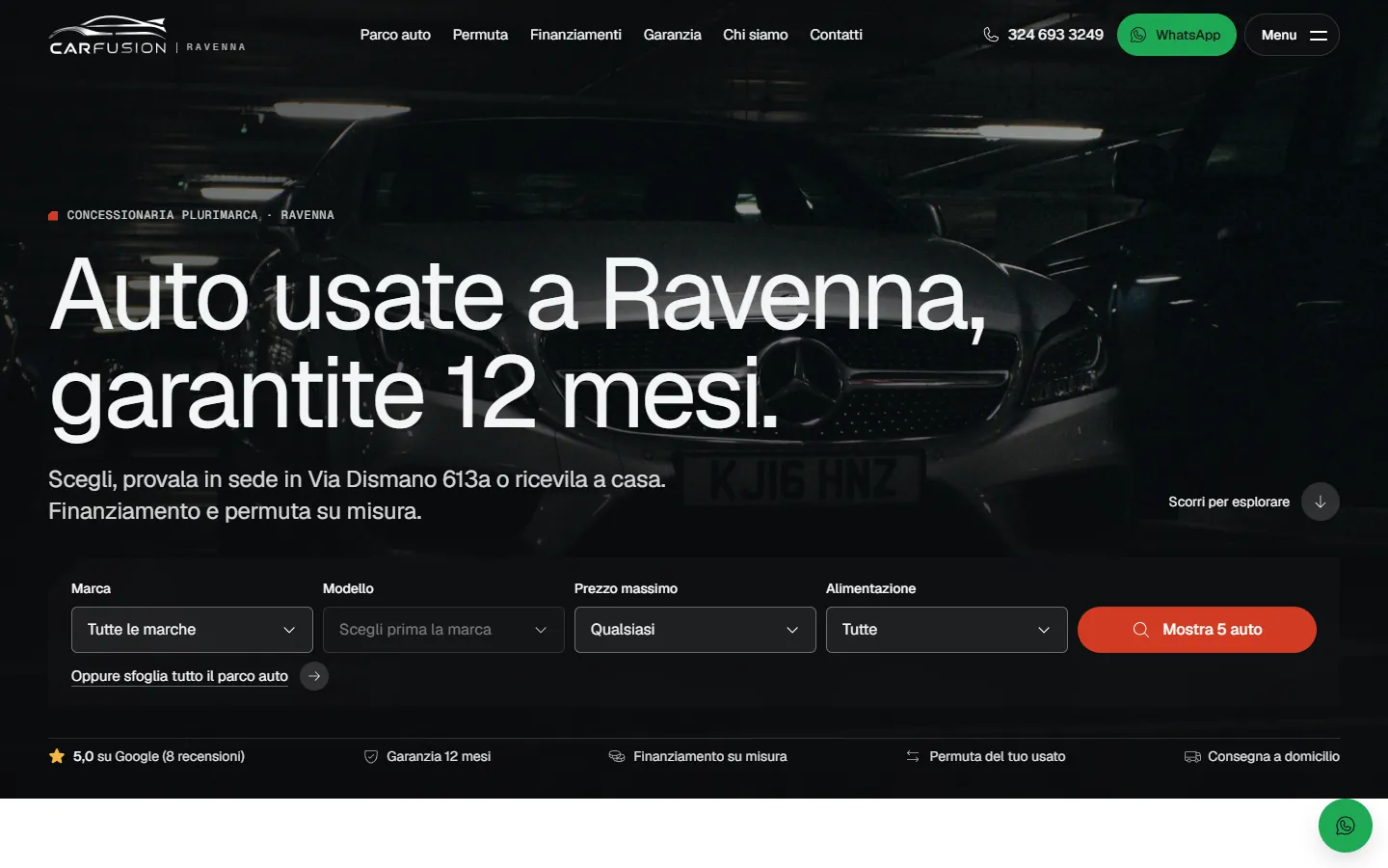Prima schermata di CARFUSION, dalla bozza di presentazione