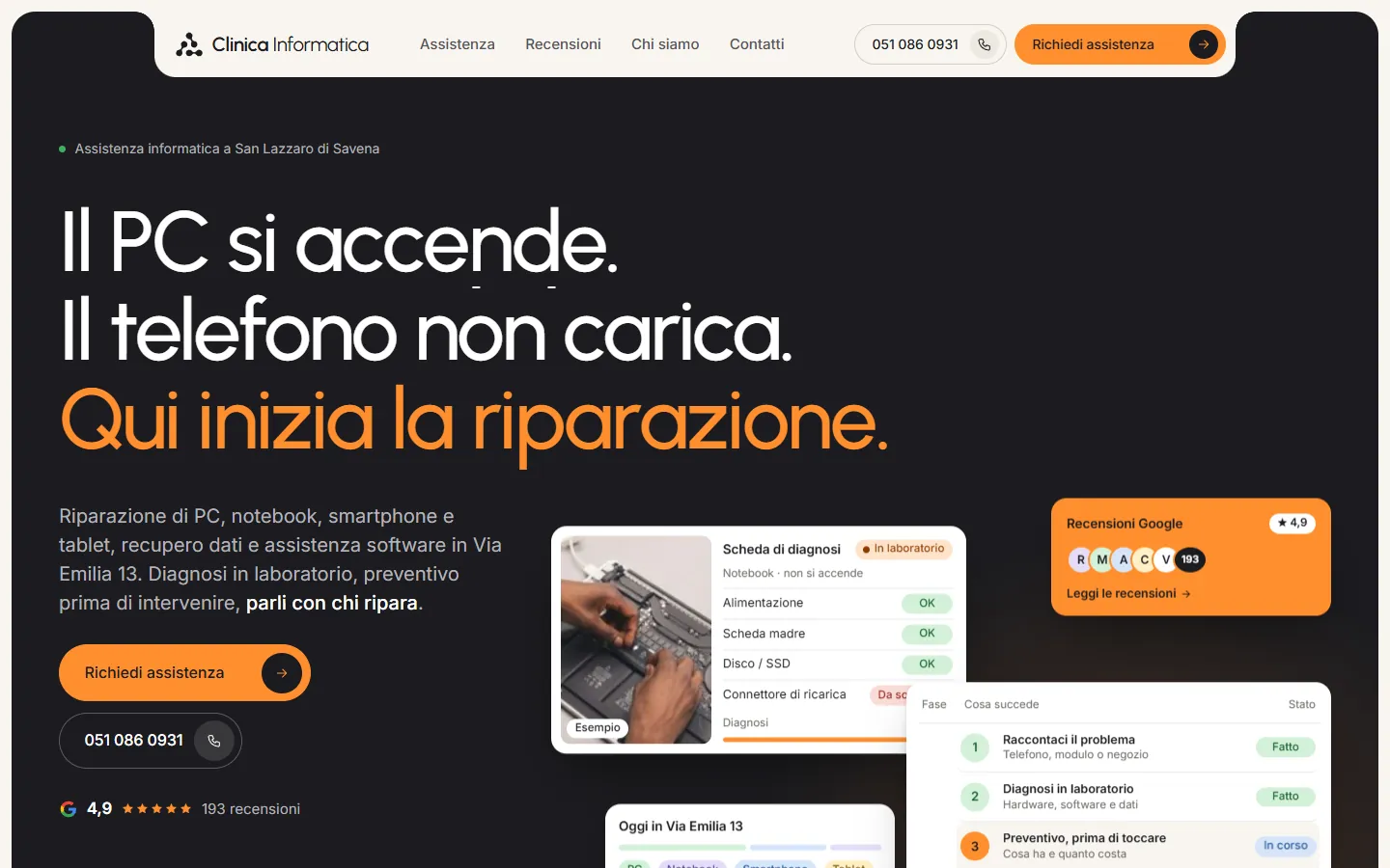 Prima schermata di clinicainformaticasanlazzaro.it, catturata dal vivo
