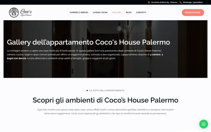 Pagina «Galleria» del progetto Coco’s House Palermo