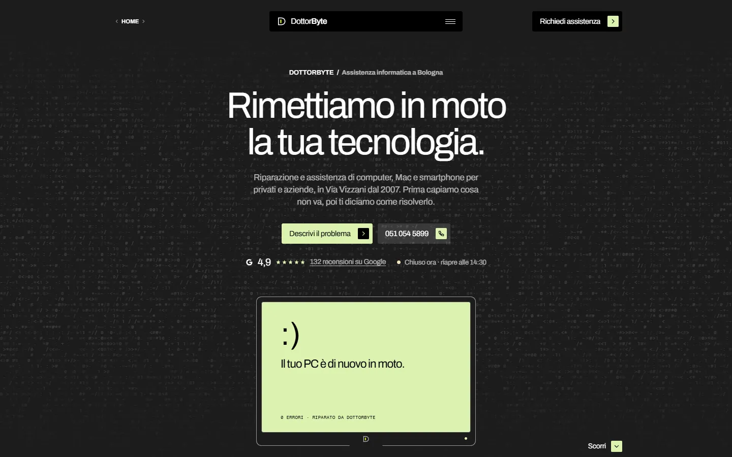 Prima schermata di dottorbyte.it, dalla bozza di presentazione