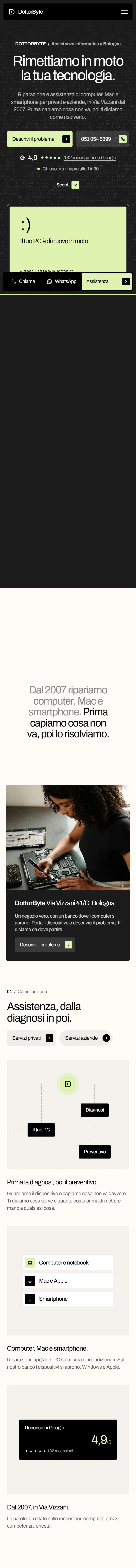 Home di dottorbyte.it a pagina intera, su telefono