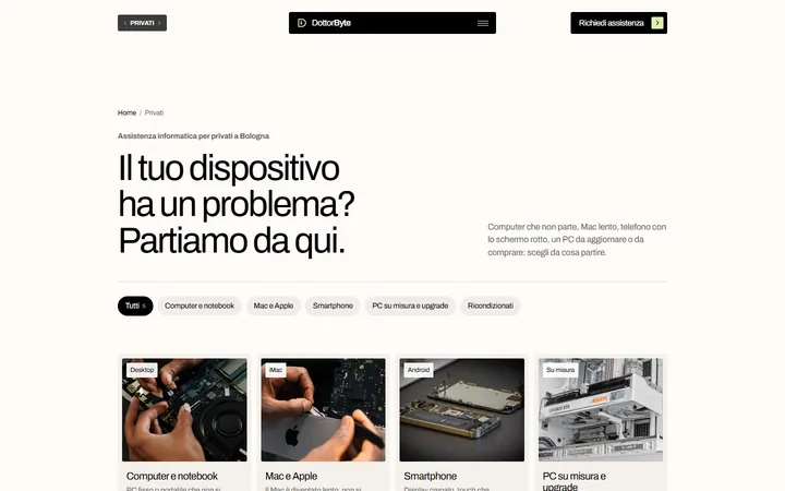 Pagina «Privati» del progetto DottorByte