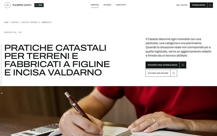 Pagina «Catasto terreni e fabbricati» del progetto Geom. Filippo Chiti