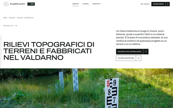 Pagina «Rilievi topografici» del progetto Geom. Filippo Chiti