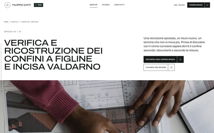 Pagina «Verifica confini» del progetto Geom. Filippo Chiti