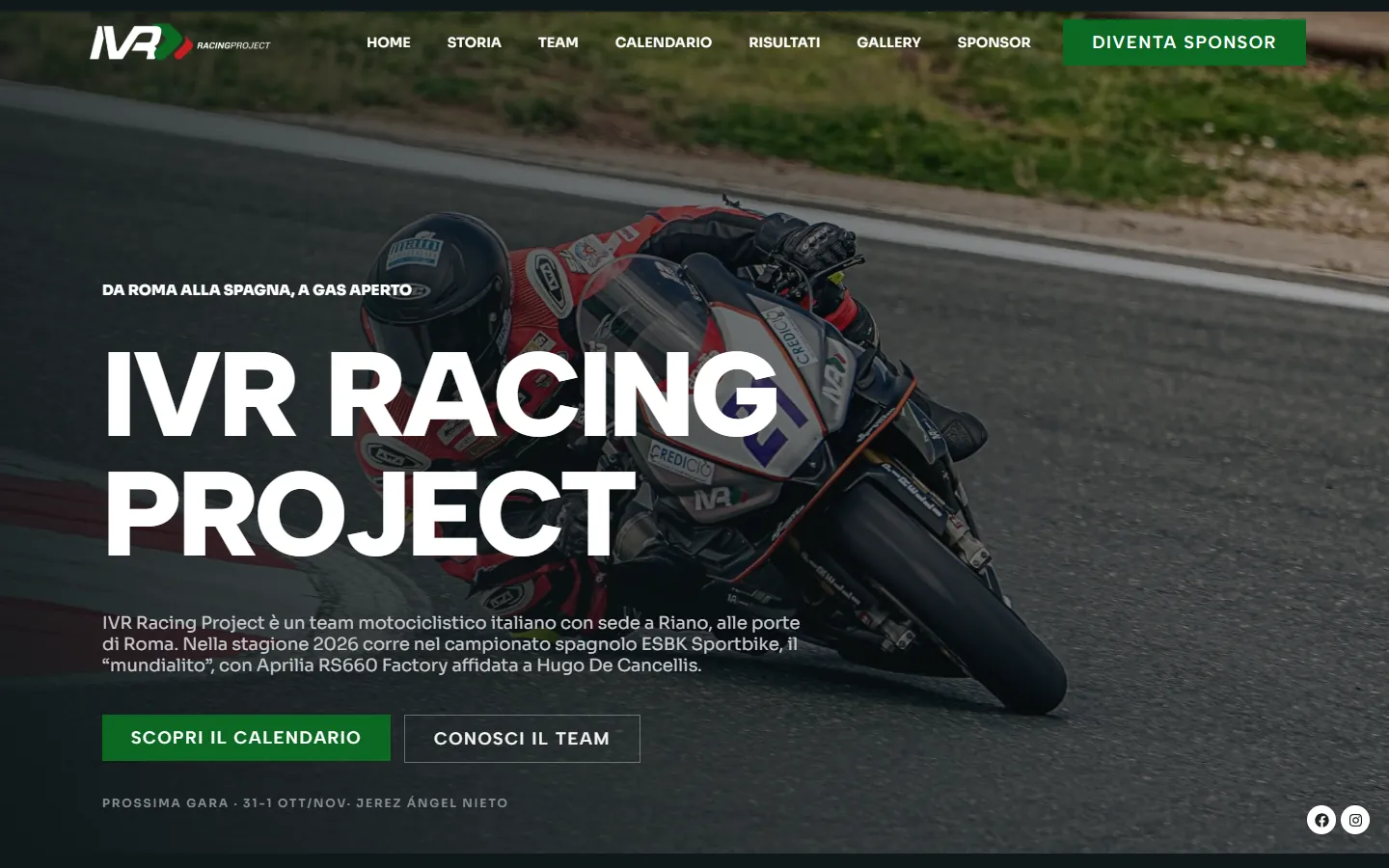 Prima schermata di ivrracingproject.com, catturata dal vivo