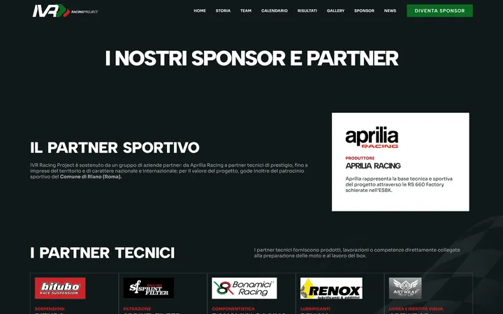 Pagina «Sponsor» del progetto IVR Racing Project