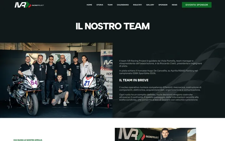 Pagina «Team» del progetto IVR Racing Project