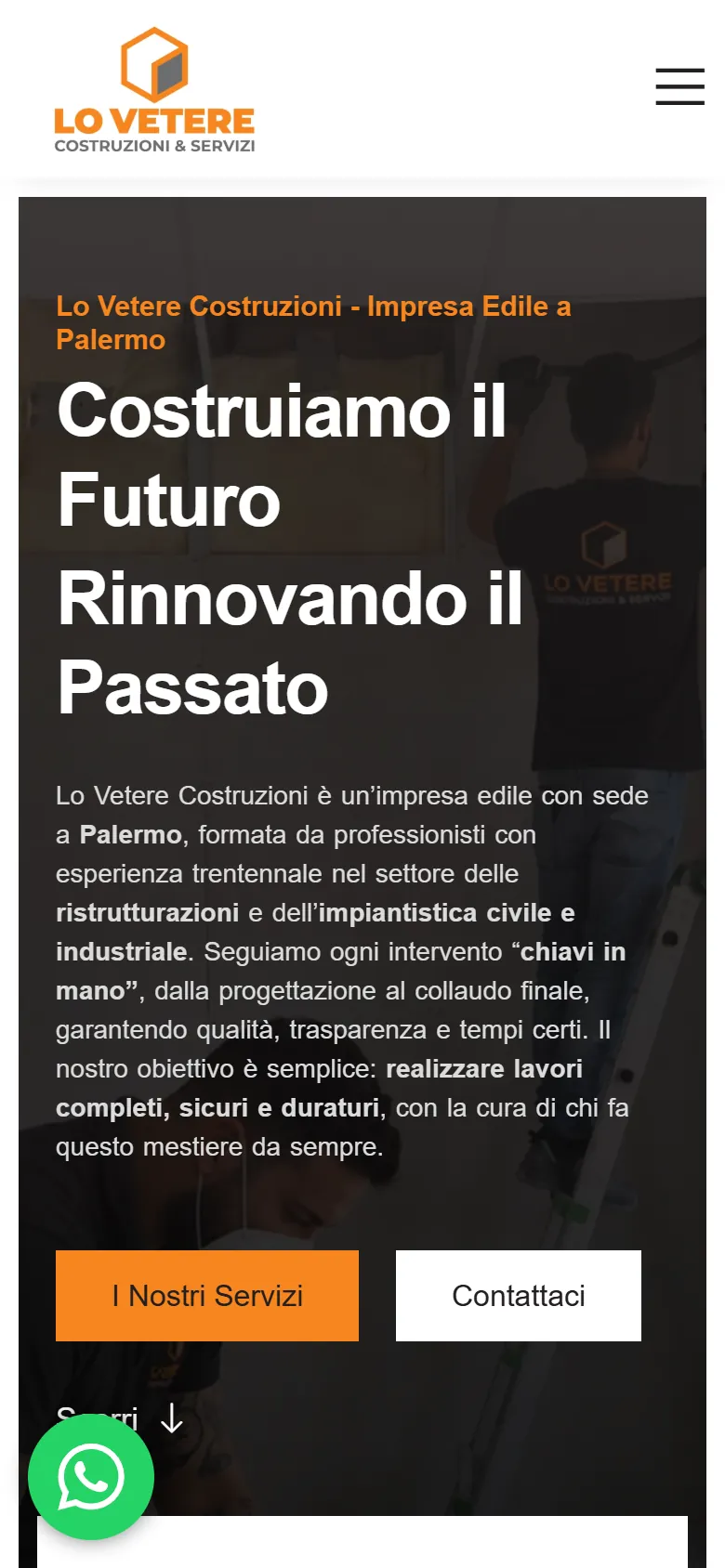 Prima schermata di loveterecostruzioni.it su telefono, catturata dal vivo