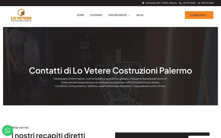 Pagina «Contatti» del progetto Lo Vetere Costruzioni