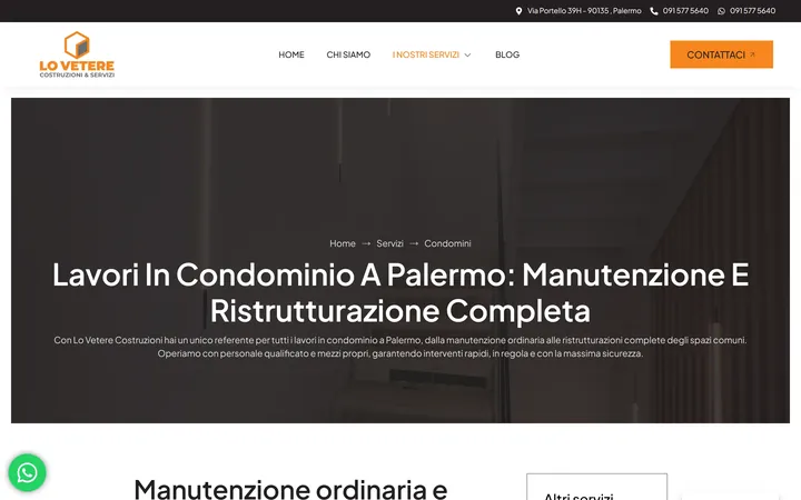 Pagina «Lavori in condominio a Palermo» del progetto Lo Vetere Costruzioni