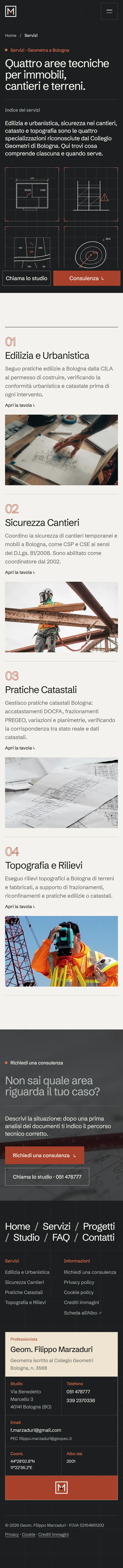 Home di Geom. Filippo Marzaduri a pagina intera, su telefono