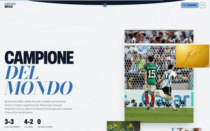 Pagina «Campione del mondo» del progetto Lionel Messi · Tributo