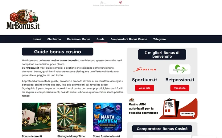 Pagina «Guide» del progetto MrBonus.it