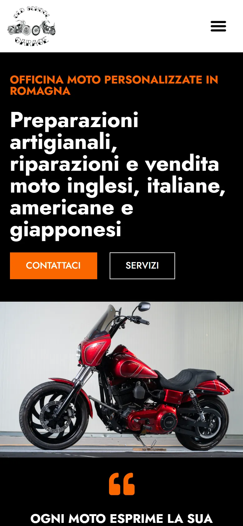 Prima schermata di oldschoolgaragecustom.it su telefono, catturata dal vivo