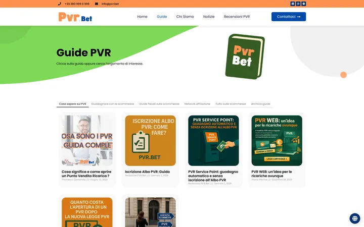 Pagina «Guide» del progetto PVR.bet