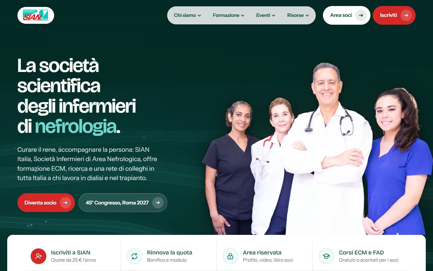 Prima schermata di sianitalia.it, dalla bozza di presentazione