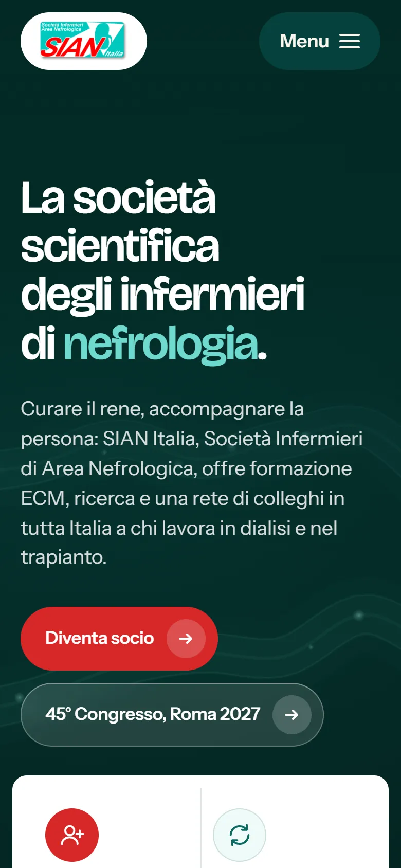 Prima schermata di sianitalia.it su telefono, dalla bozza di presentazione