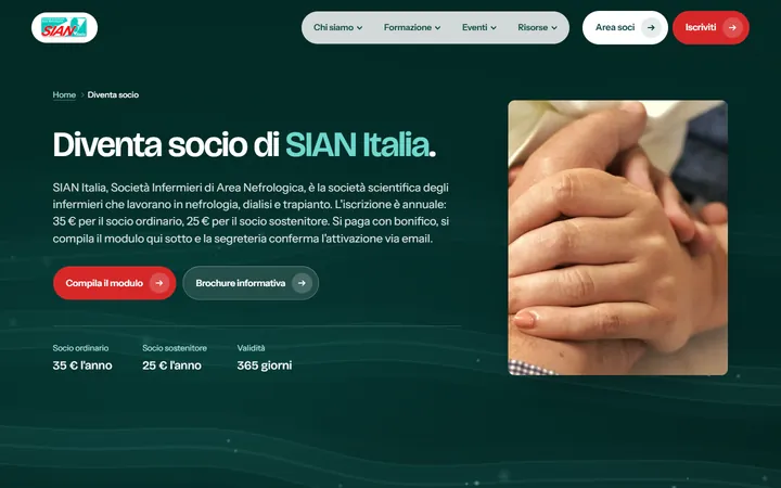 Pagina «Iscrizione» del progetto SIAN Italia
