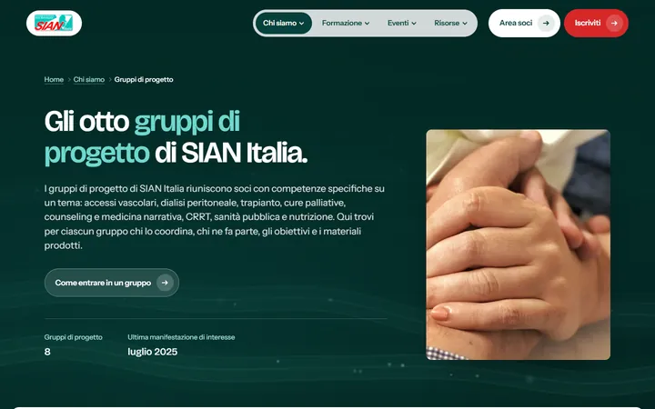 Pagina «Gruppi di progetto» del progetto SIAN Italia