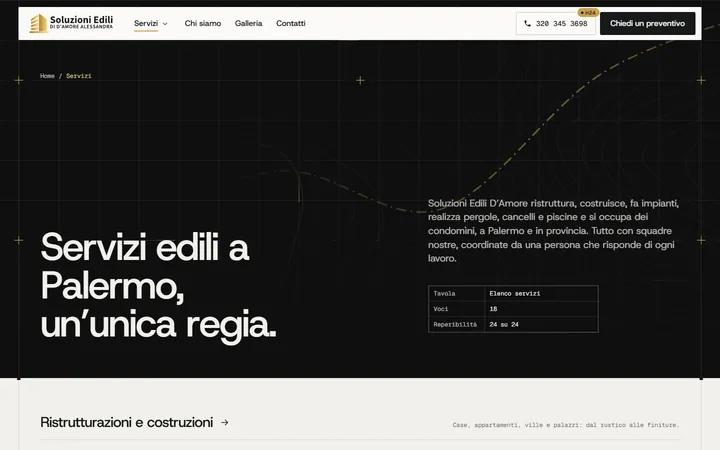 Pagina «Servizi» del progetto Soluzioni Edili D’Amore