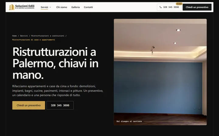 Pagina «Ristrutturazione appartamenti» del progetto Soluzioni Edili D’Amore
