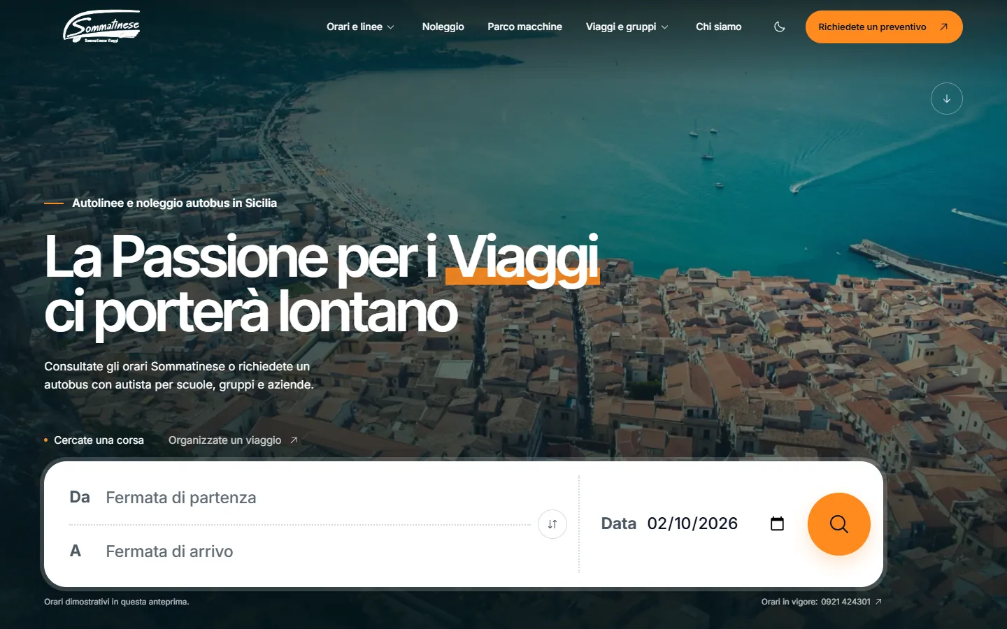 Prima schermata di sommatinese.it, dalla bozza di presentazione