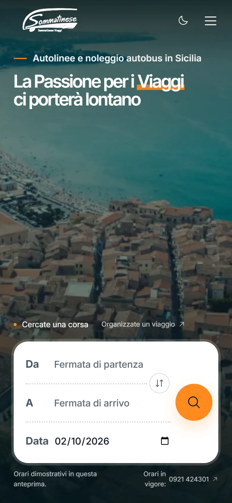 Prima schermata di sommatinese.it su telefono, dalla bozza di presentazione