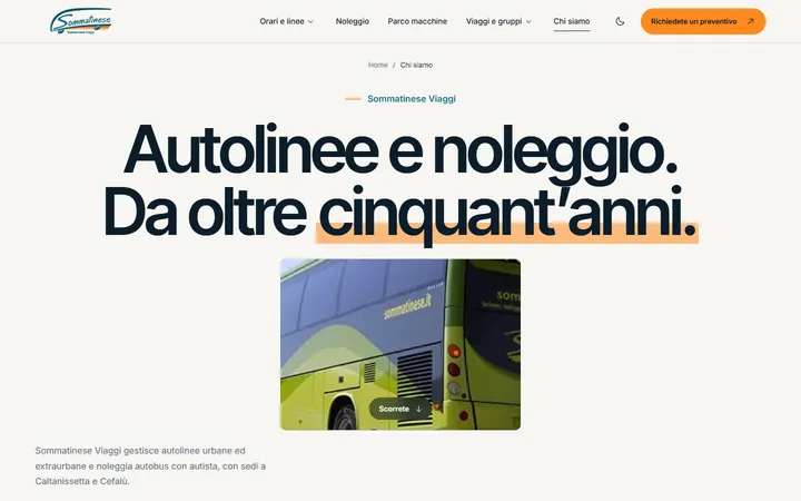 Pagina «Chi siamo» del progetto Sommatinese Viaggi