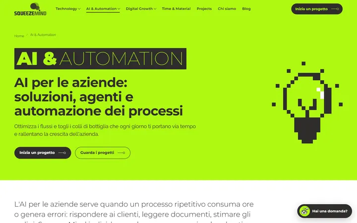Pagina «Assistente AI» del progetto SqueezeMind