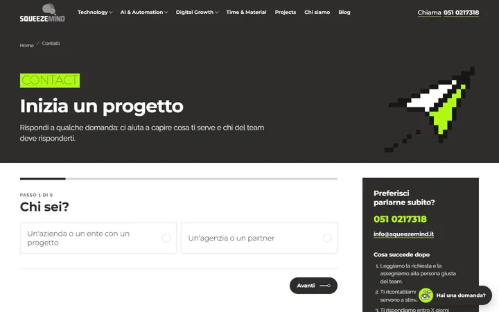 Pagina «Percorso guidato» del progetto SqueezeMind