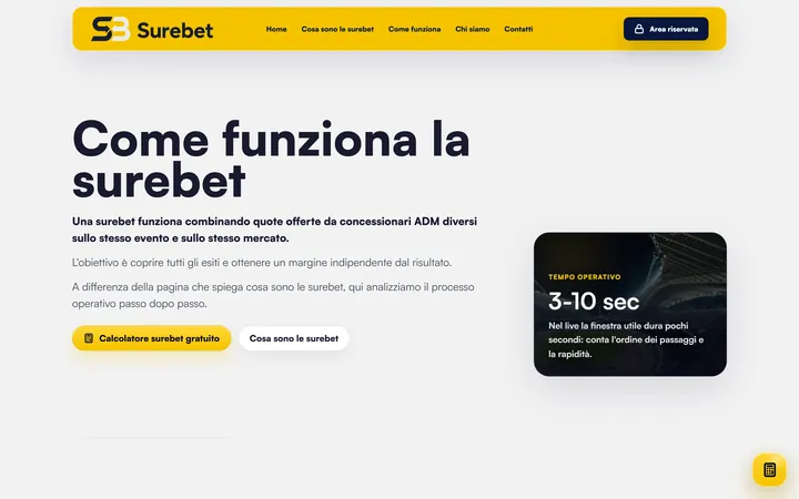 Pagina «Come funziona la surebet» del progetto SureBet.it