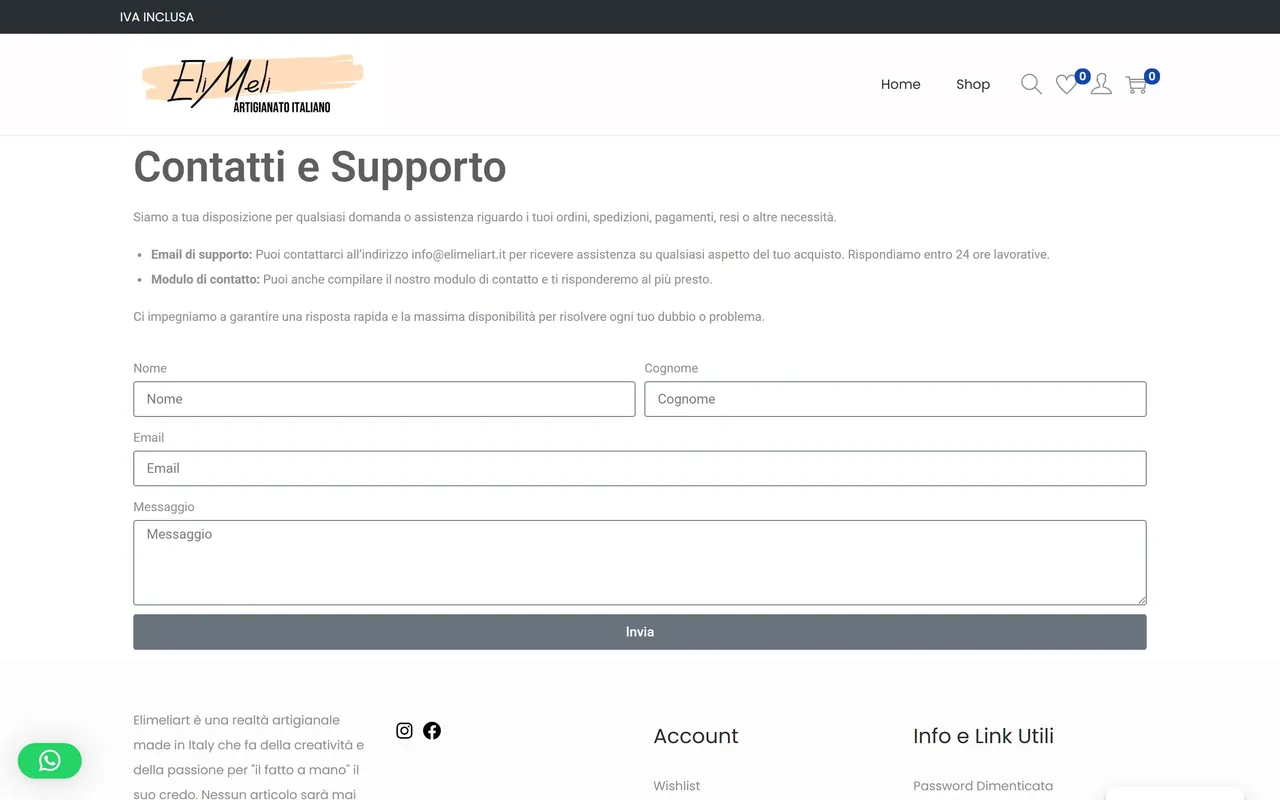 Contatti E Supporto — ElimeliArt
