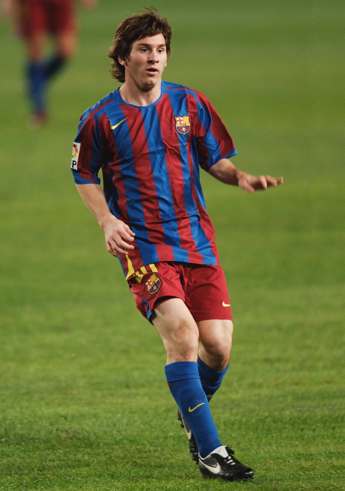 Messi diciottenne con la maglia del Barcellona